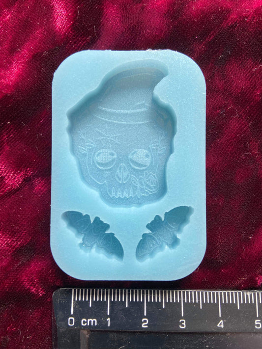 Gothic Skull Bat Silicone Mould Mold Cartoon Shiny Flexible Resin Soap Polymer Clay