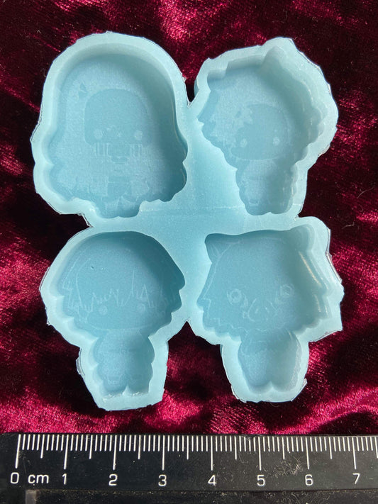 Demon Slaying Group Palette Anime Silicone Mould Keyring Mold Cartoon Kawaii Shiny Flexible Resin Soap Polymer Clay