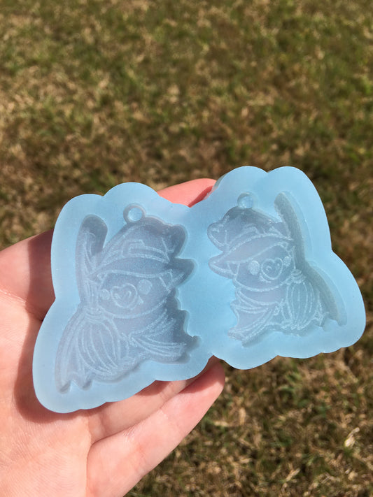 Witchy Bats Batty Witches Silicone Mould Mold Cartoon Shiny Flexible Resin Soap Polymer Clay