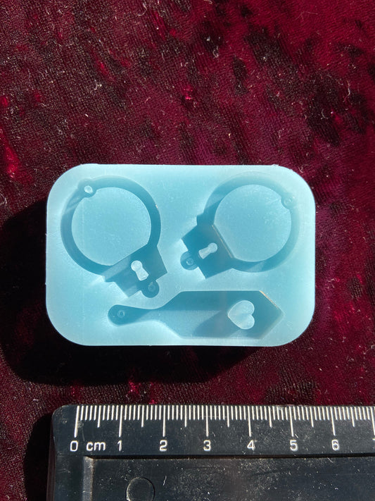 Kinky Paddle Handcuffs Silicone Mould Keyring Mold Cartoon Kawaii Shiny Flexible Resin Soap Polymer Clay